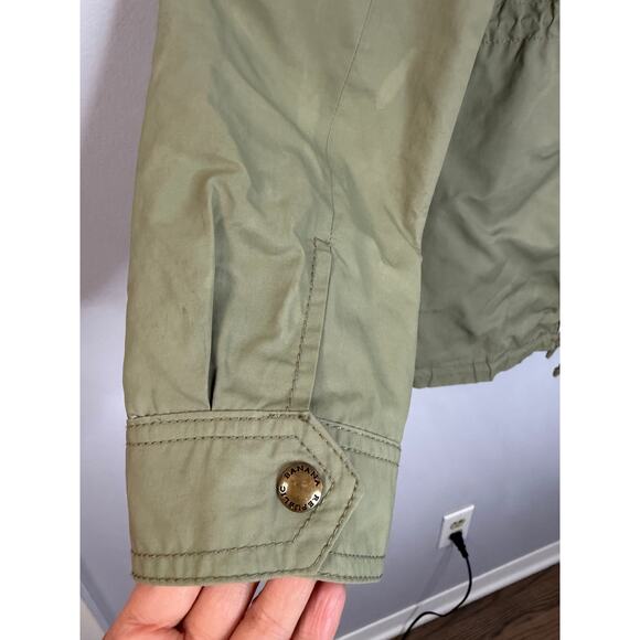 Banana Republic Women's Utility Safari Military Anorak Jacket Hooded Sz L Green - Picture 8 of 12